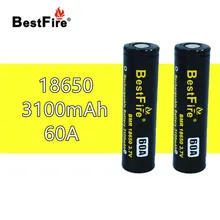 2 uds Bestfire 18650 batería recargable 3,7 V Li-Ion 3100mAh 60A para Vape caja set Mod mecánico E cigarrillo vaporizador E Hookah B118