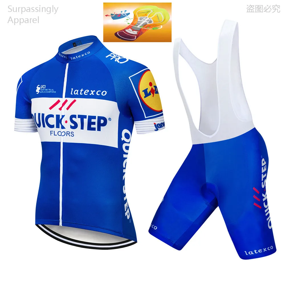 

2019 UCI Tour Team QUICK STEP Pro Cycling Jersey 16D Pad Bike Shorts Set MTB Ropa Ciclismo Bicycling Maillot Culotte Clothing
