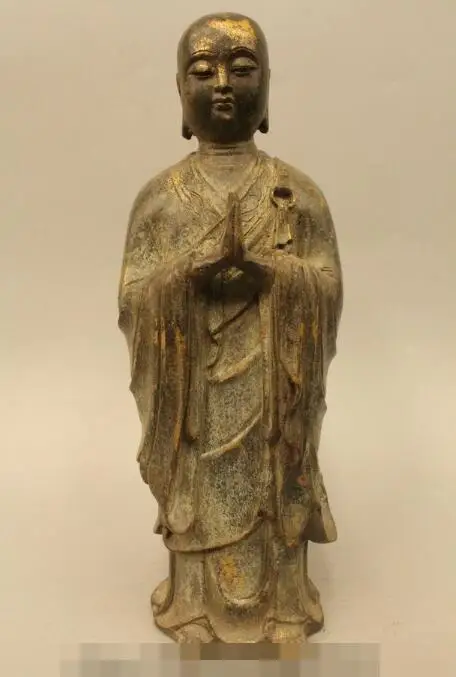 

S6083 13" China Tibet Buddhism Bronze Stand Shakyamuni Amitabha Buddha Statue D0318