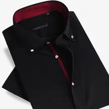 Высококачественная Мужская рубашка из чистого хлопка с коротким рукавом, приталенная рубашка в стиле пэчворк с воротником, модная однотонная деловая Повседневная рубашка