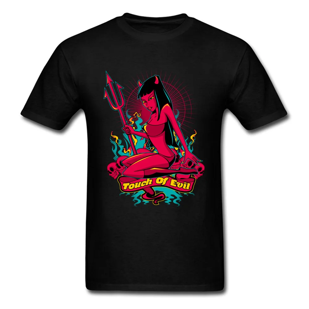 Personalized T-Shirt Gift Short Sleeve Rife Round Collar All Cotton Tops Shirts Casual Tee-Shirts for Boys VALENTINE DAY Devil Pin Up Girl Touch of evil black