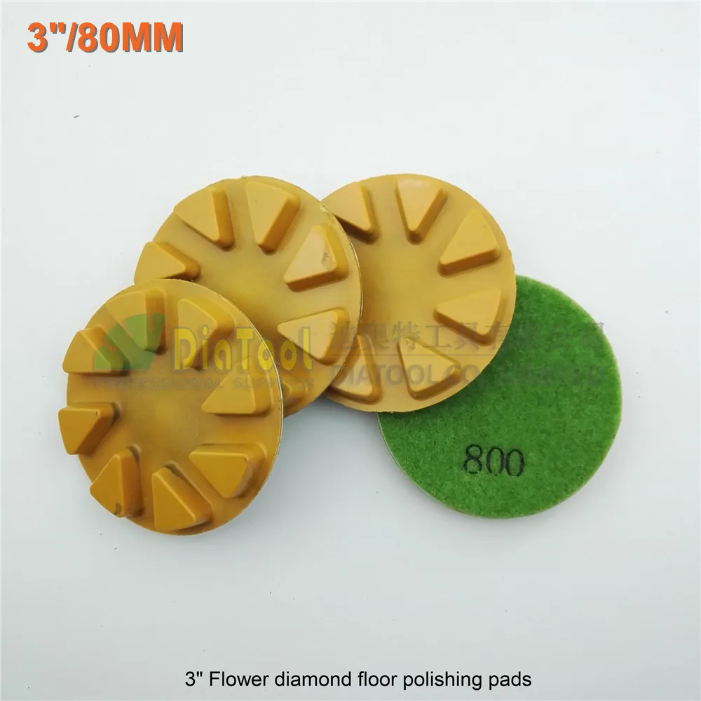 SHDIATOOL 4pcs 80mm  diamond floor sanding disc Flower 3" Resin bond diamond floor polishing pads