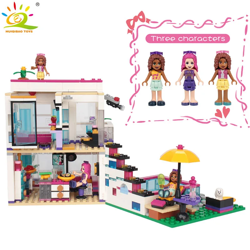 

760PCS Pop Star Livi's House Building Block Compatible Legoing Friend For Girls DIY figures Bricks Educational Toys for children