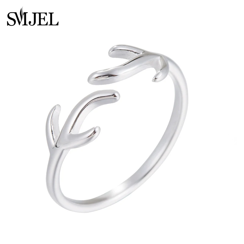 

SMJEL Fashion Vintage Animal Reindeer Horn Rings for Women Adjustable Deer Antler Ring Anillos Mujer Party Jewelry SYJZ062