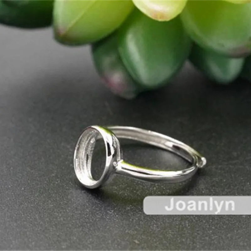 

Joanlyn Ring Blank for 7x9mm/8x10mm Oval Cabochons White Gold Plated 925 Silver Adjustable Band Ring Base JZ350