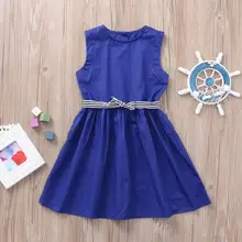 Изящное платье для маленьких девочек; платья в полоску без рукавов; одежда; roupa de bebe; милая одежда для малышей; 20 июля