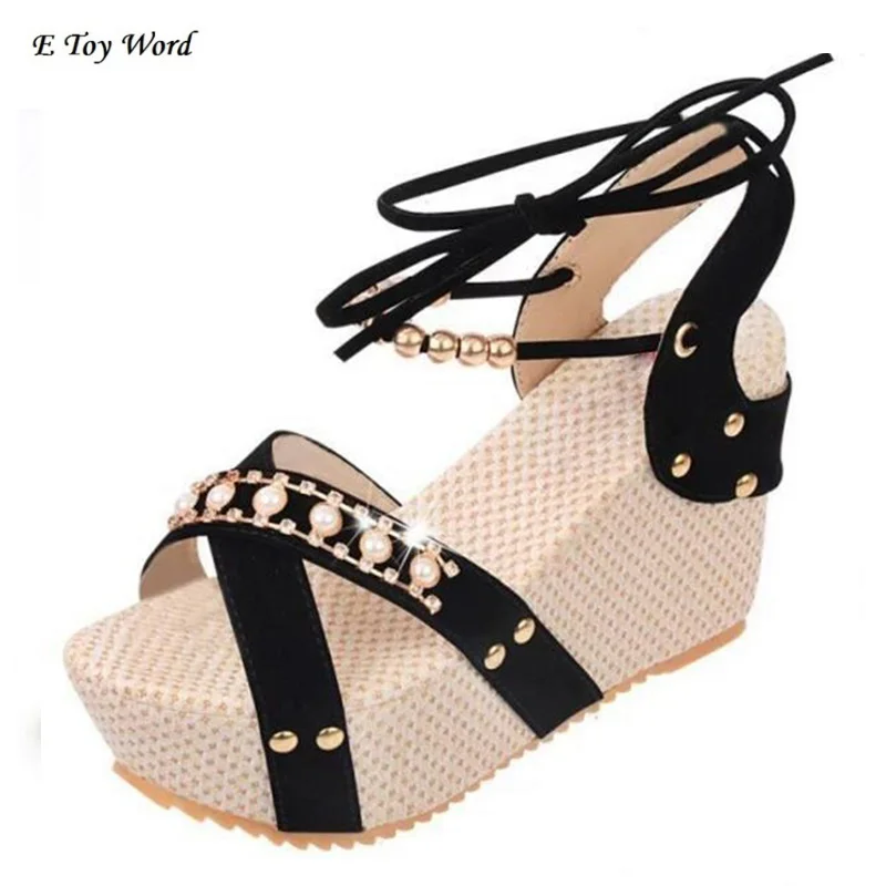 E Toy Word 2018 Frauen Casual Sandalen Metall Dekoration Mit Fersen Komfortablen Tragen Frauen Strand Urlaub Sandalen Zq0000623 High Heels Aliexpress
