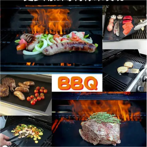 2 PCS Copper Chef Grill and Bake Mats BBQ Pad Tool Camping Hiking Home Outdoor