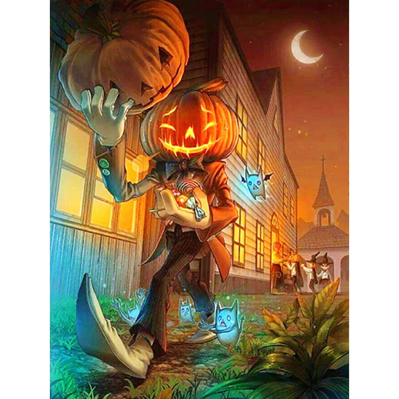 

Halloween Daimond painting skull zombie 5D Diy Diamond Mosaic Full drill Round Rhinestones pictures Diamant Embroidery Pumpkin