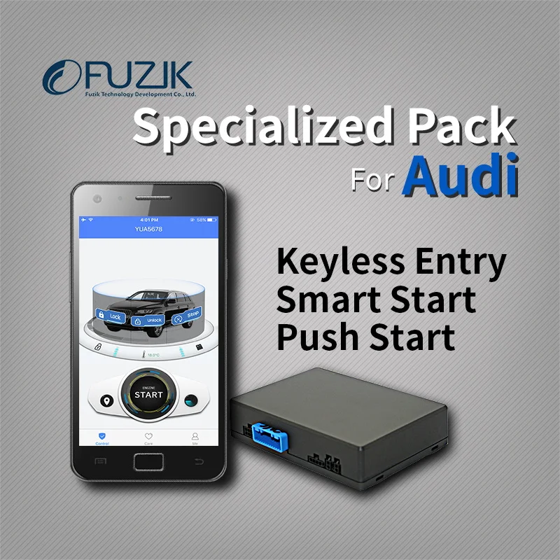 Fuzik remote smart start smart key keyless entry go push button start gps tracker tracking system for audi a4 a5 q5 a7 a6 a8