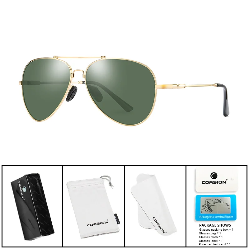 COASION классические солнцезащитные очки-авиаторы Для мужчин Для женщин Поляризованные металлический каркас солнцезащитные очки с зеркальными линзами для вождения очки UV400 58 мм CA1095 - Цвет линз: C5 Gold G15