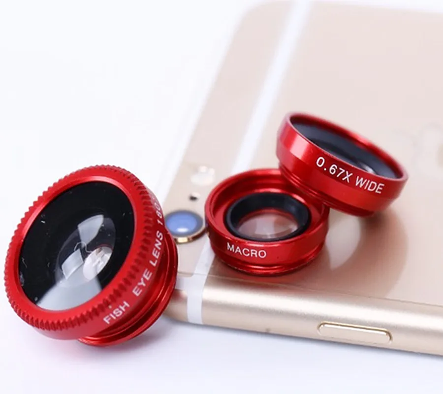 Fisheye lens 3 in 1 mobile phone clip lenses fish Eye Wide Angle for