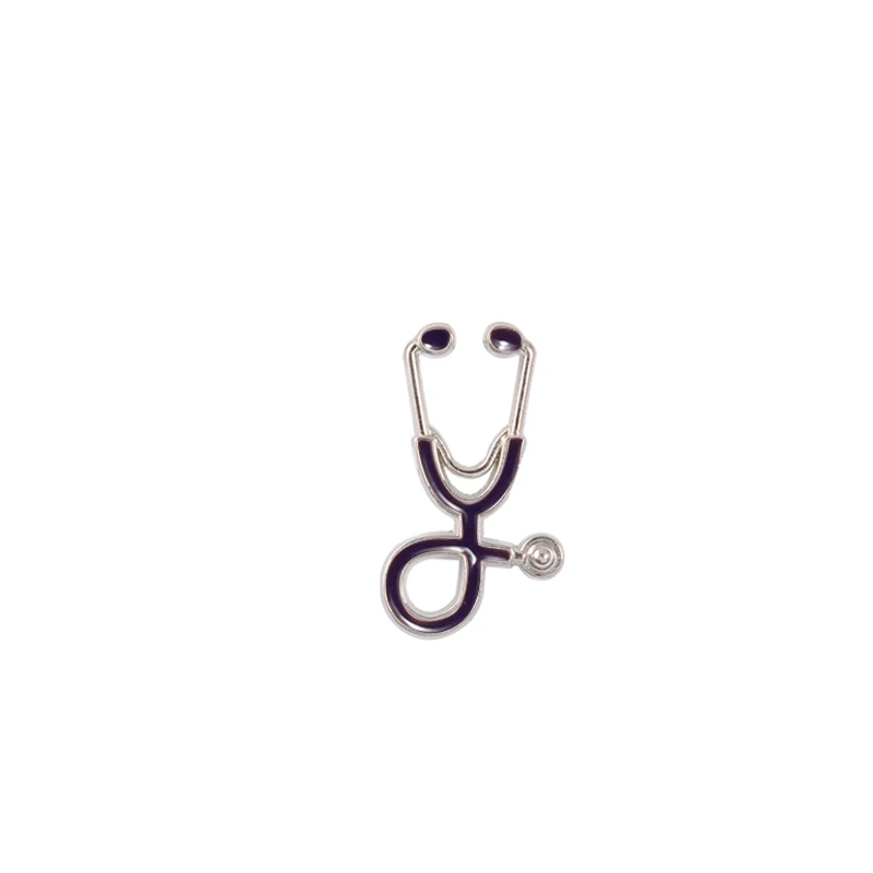 Высококачественные разноцветные броши, ювелирные изделия для доктора медсестры, стетоскоп, медицинские эмалевые Металлические Булавки, джинсовые куртки, значки, кнопки - Окраска металла: silver-purple