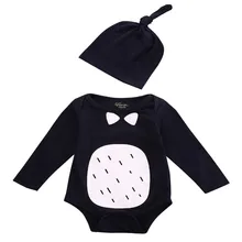 0-18M Newborn Baby Kids Boys Girls Outfits playsuit Jumpsuit Romper Hat 2pcs Set