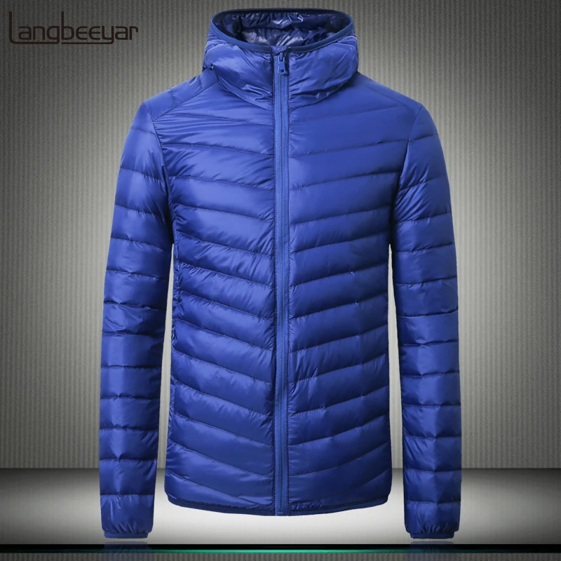 

2019 Winter Fashion Brand Duck Light Up Down Jacket Men's Packable Streetwear Feather Coats Hooded Waterproof Warm Mens Clothing