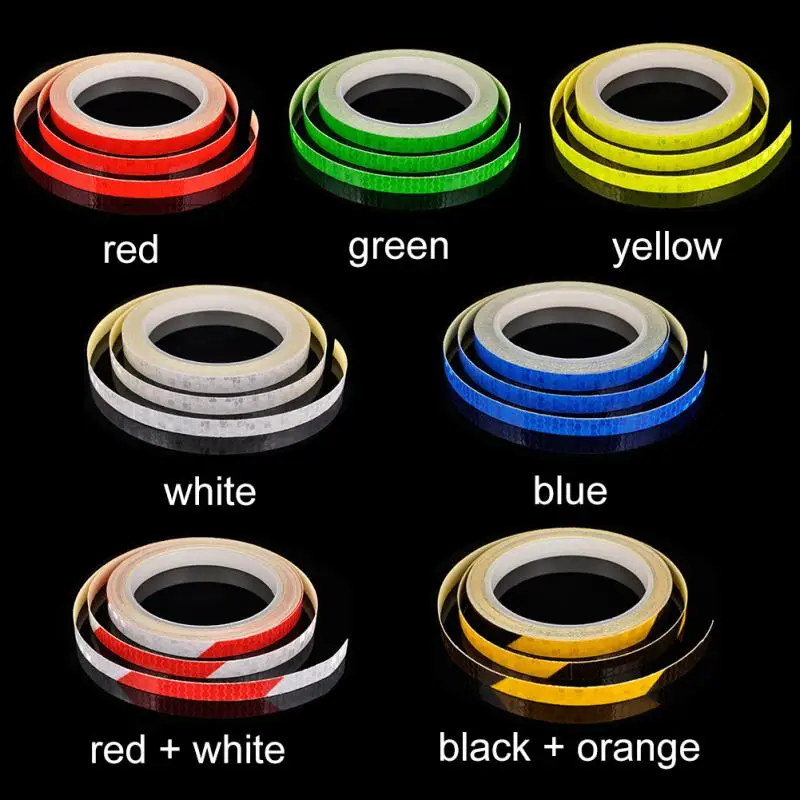 1 CM * 8 M fluorescente MTB bicicleta ciclismo motocicleta pegatinas reflectantes cinta adhesiva de seguridad impermeable