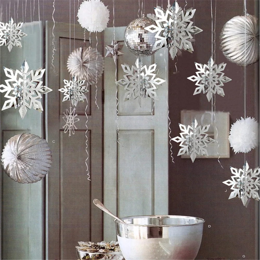 

6PCS Carton 3D Hollow snowflake ornaments pendants New Year Christmas decor Carton 3D Hollow snowflake ornaments pendants