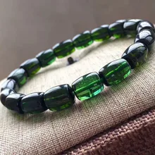 Природный зеленый турмалин кристально чистый баррель бусины браслет