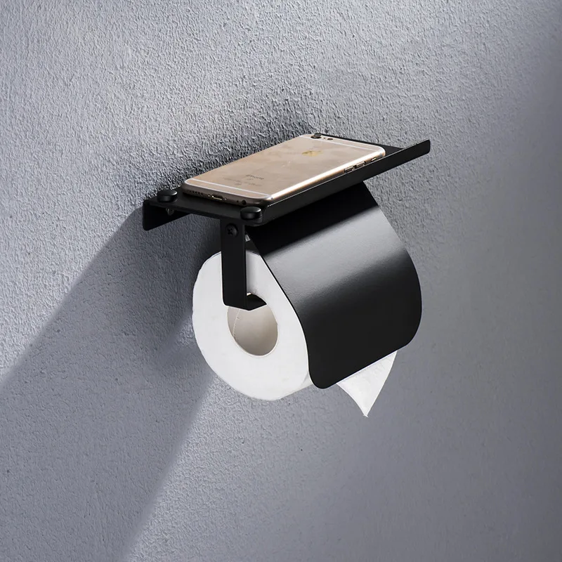 Dérouleur papier toilette Koros acier noir GoodHome