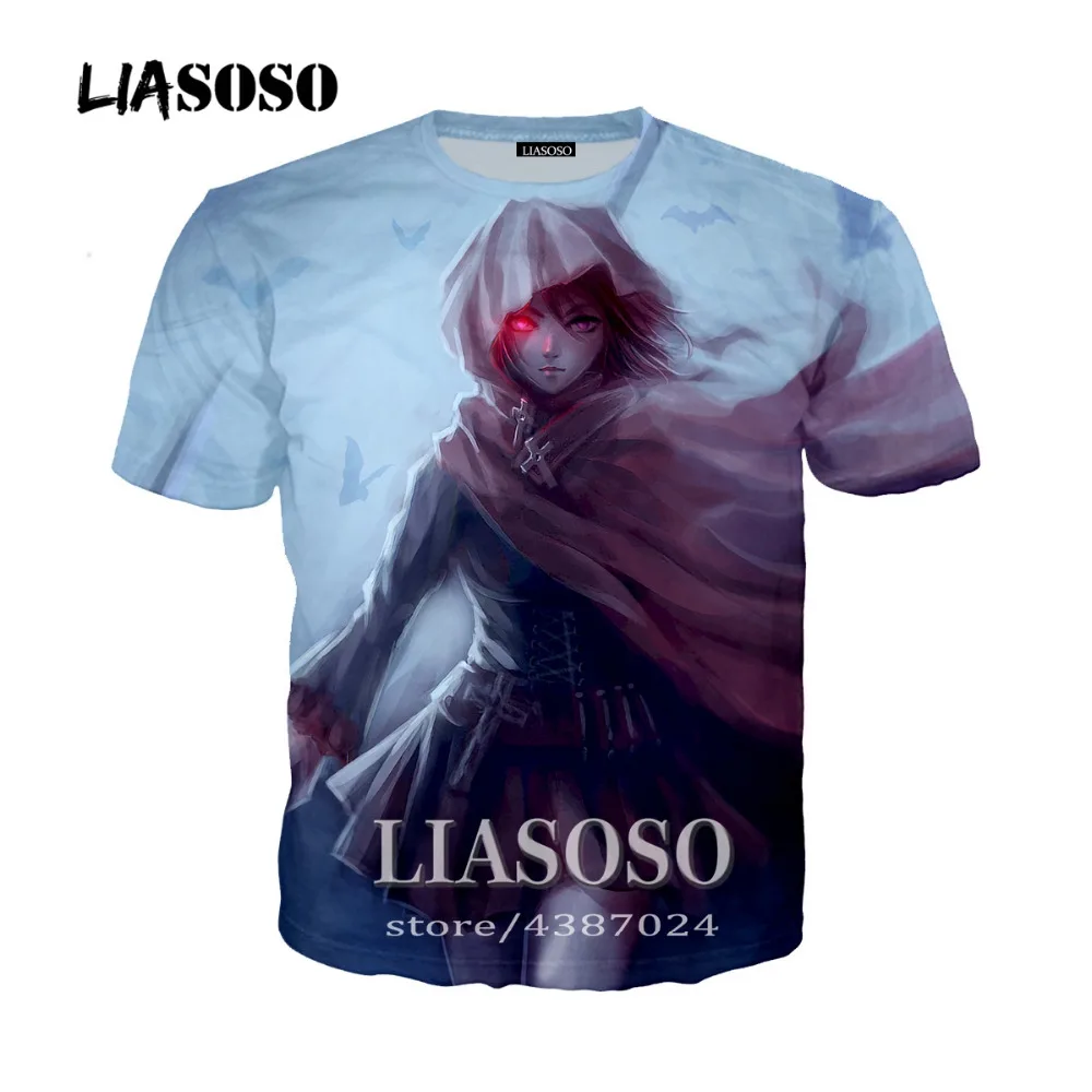 

LIASOSO New Harajuku Style Pullover Tees Men Women Casual T-Shirt Cartoon Anime RWBY 3D Print T Shirt Tops Brand Clothing A040