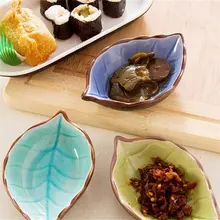 Ручной работы Креативные листья керамические тарелки японские тарелки для суши закуски кухня уксус приправа соус китайская обедненная посуда
