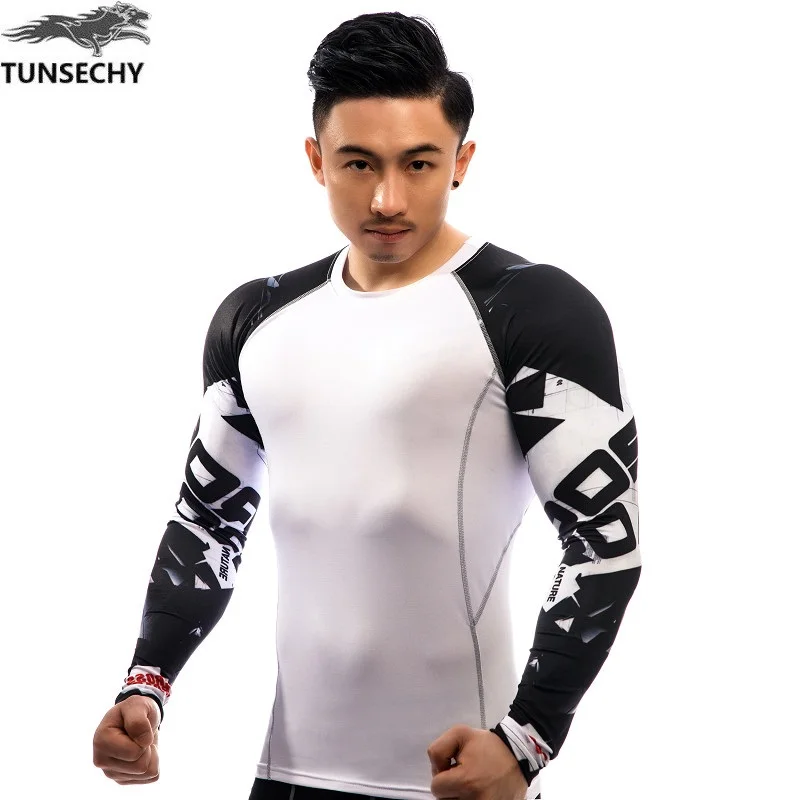 Mens Compression Shirts Bodybuilding Skin Tight Long Sleeves Jerseys Clothings MMA Crossfit Exercise Workout font b
