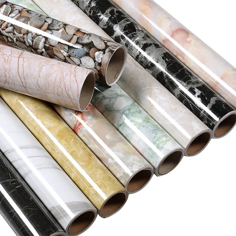 

2019 new marble printing wall papers self-adhensive wall cover marble stickers waterproof heat resistant kitchen table protector