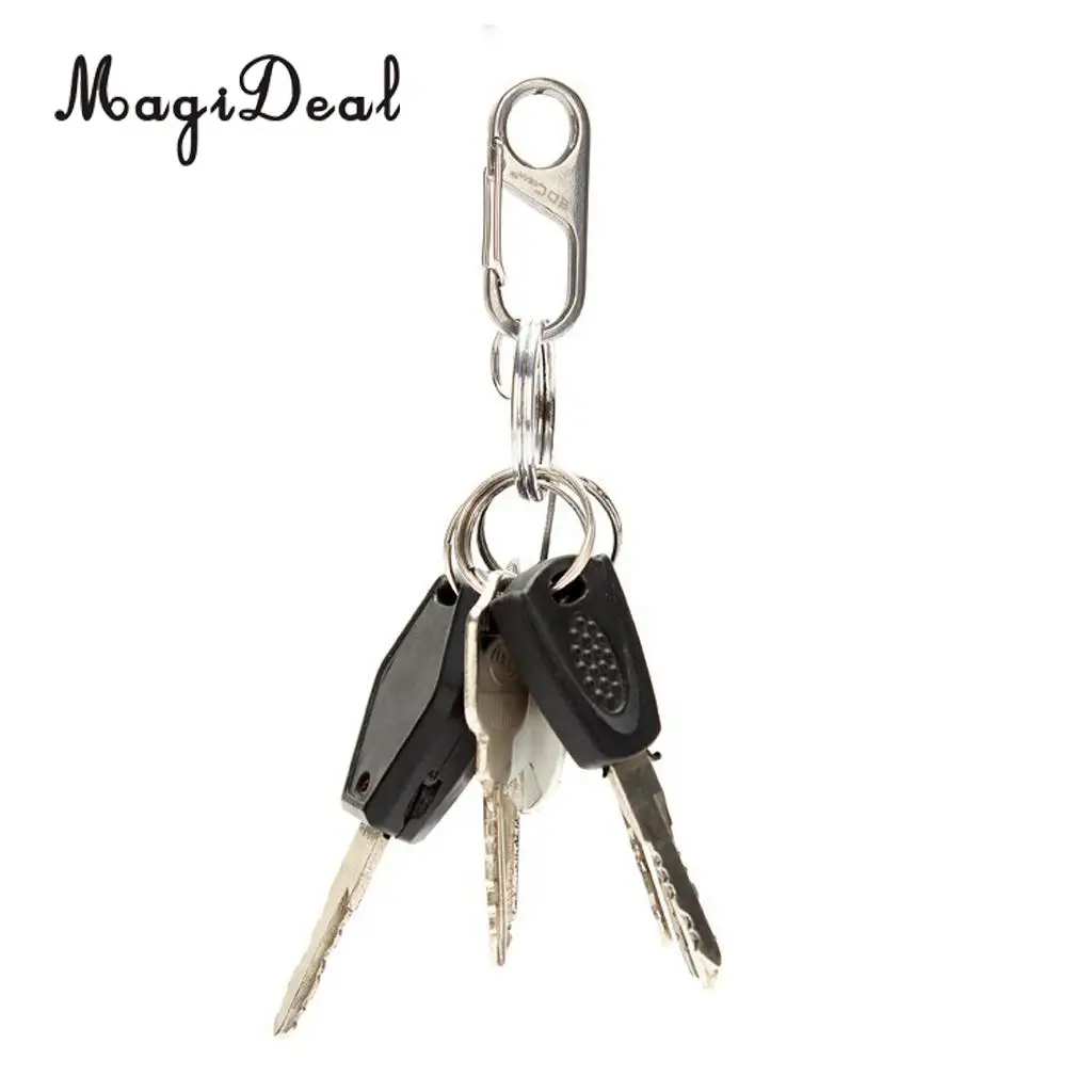 MagiDeal Lightweight Stainless Steel Figure 8 Shape Carabiner& Keyring for Outdoor Camping Fishing Traveling Supplies Silver