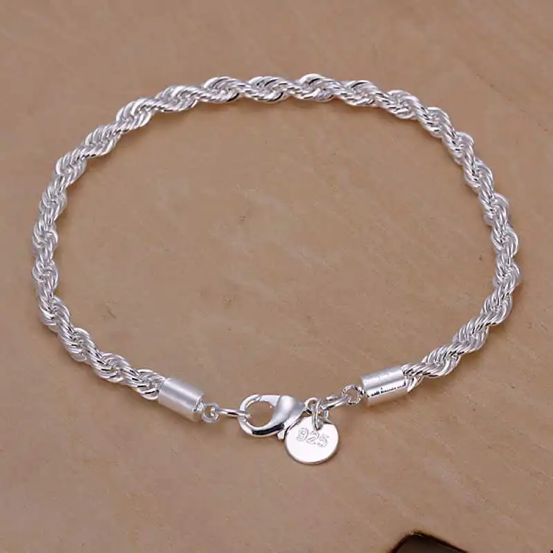 

New Arrival Silver bracelet snake Chain Charm twisted rope Bracelet fashion Unisex Jewelry for women and men Factory price H207