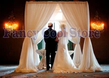 Ivory Wedding Canopy Curtain with Stand Pavilion Frame with Backdrop Curtain Churppah drapes 10ft x 10ft x 10ft