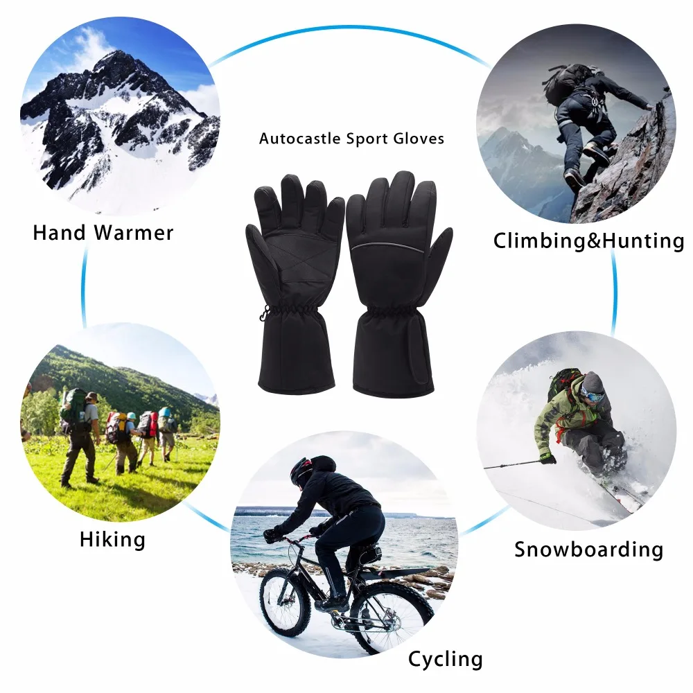 Перчатки унисекс с сенсорным экраном, с подогревом, с перезаряжаемой батареей, для езды на велосипеде, водонепроницаемые, зимние, теплые, для рук(3,7 в