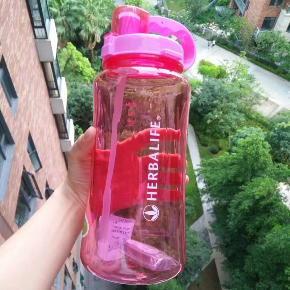 1Л 2л 1000 мл 2000 мл крупногабаритная бутылка для воды Frozem переносная космическая бутылка Herbalife спортивное питание изготовленный на заказ шейкер бутылка - Цвет: 2000ml pink