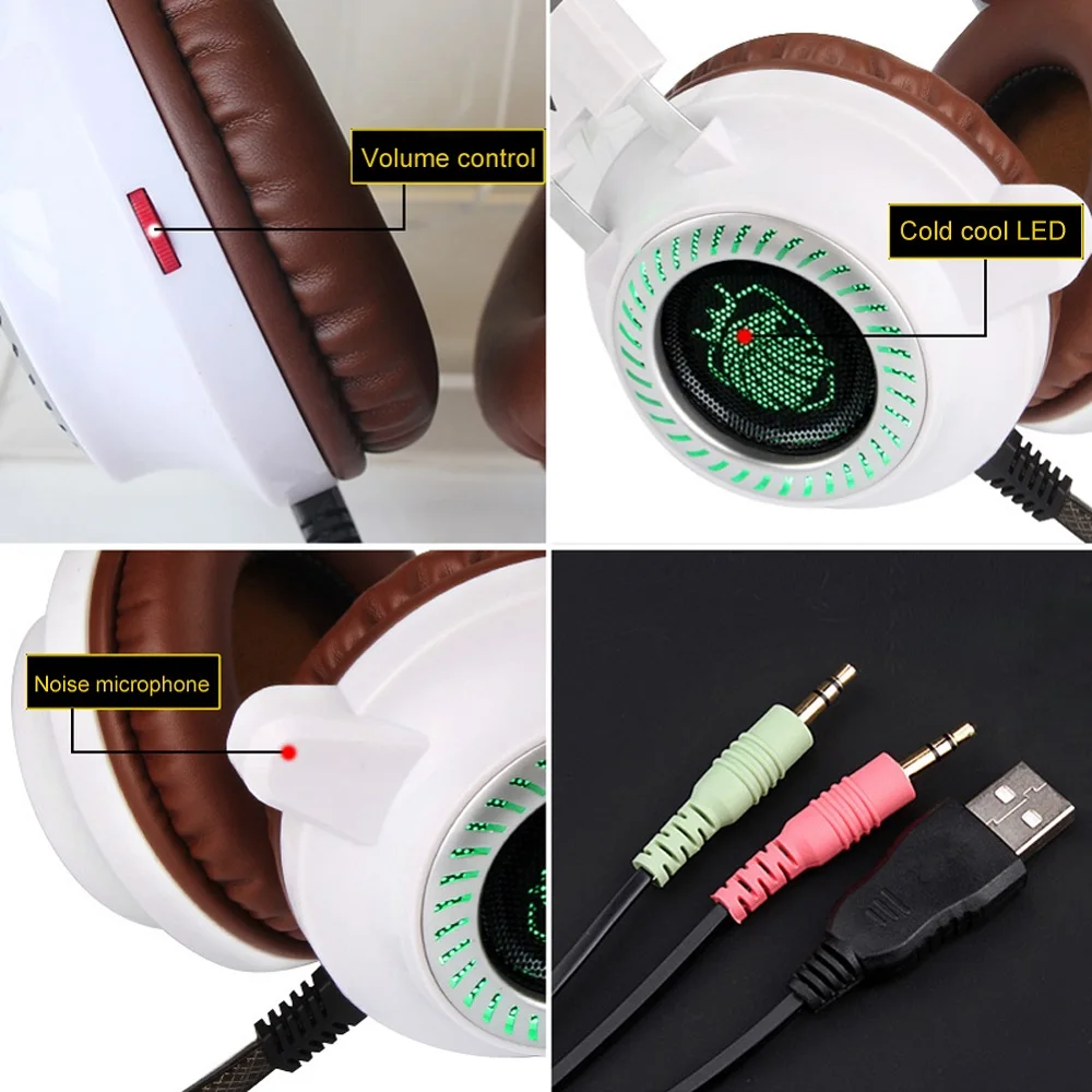 V2 стальная серия игровая гарнитура стерео наушники HiFi светящиеся с микрофоном