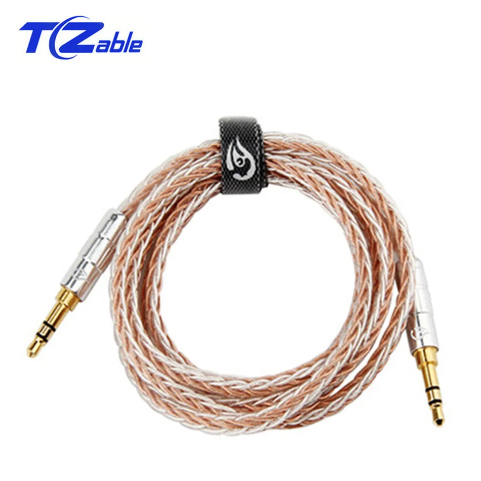 

3.5 mm Jack Audio Cable Male to Male Aux Cable Gold Plated 3.5mm Plug Pure Copper Silver Plated Wire 0.5M 1.2M HIFI Speaker Line
