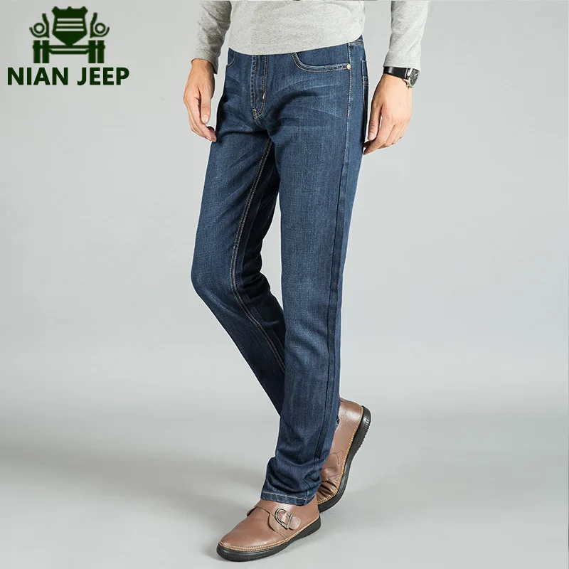 

2017 New Chinese Brand Men Straight Leisure Trousers Solid Pockets Slim Mid Long Length Zipper Fly Mens Denim Jeans Freeshipping