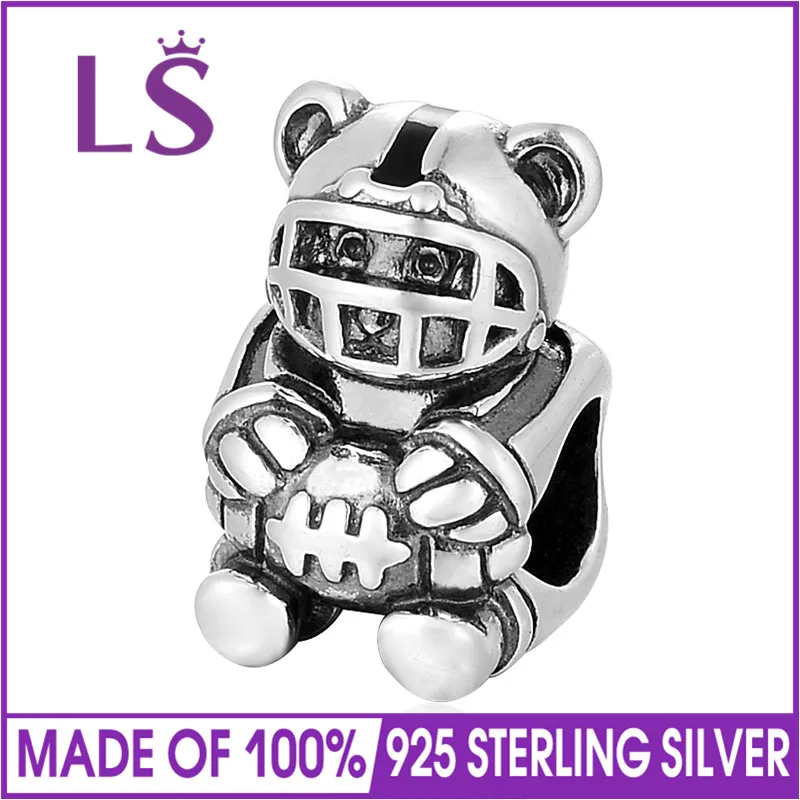 

LS Authentic 925 Sterling Silver Pendant Bead Charm Sports Teddy Bear Beads Fit Original Bracelet Bangle Diy Jewelry
