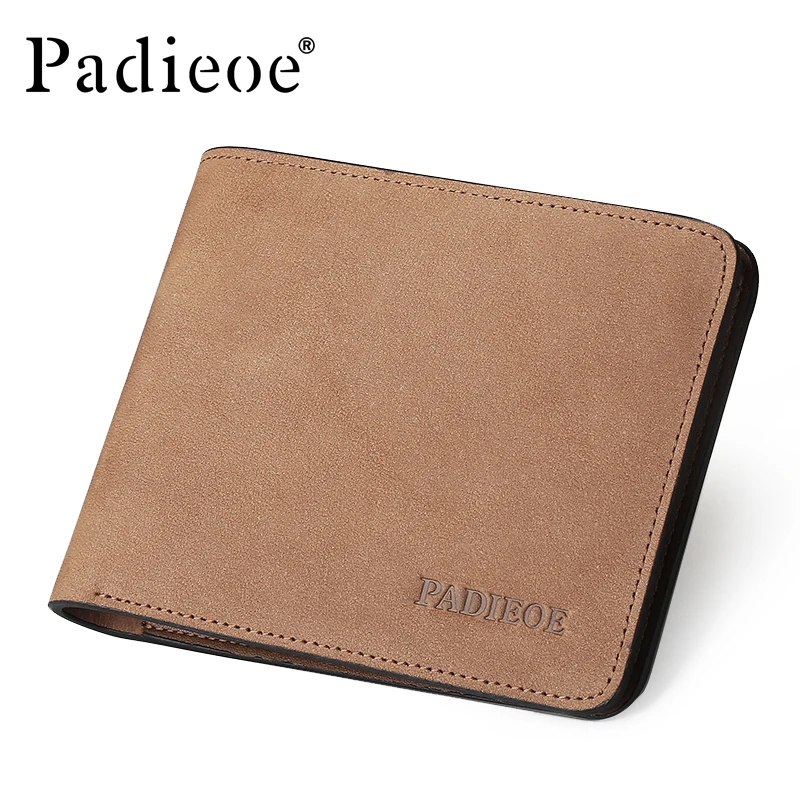 

Padieoe Vintage Men's Short Wallet High Quality Genuine Leather Men Wallets Business Male Card Holder Famous Brand Man Purses