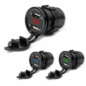 

Powsro 12V-24V Dual USB Car Motorcycle Cigarette Lighter Socket Splitter Charger Power Adapter Outlet Power Mobile Phone Charger