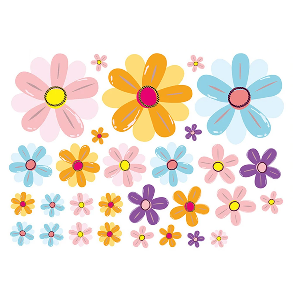 Colorful Flowers Wall Stickers Removable Fridge Stickers Cabinet