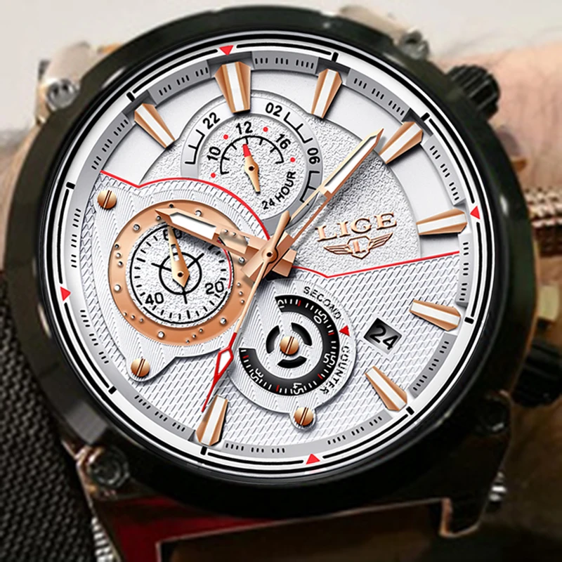 

2018 LIGE New Mens Watches Top Luxury Brand Leisure Quartz Watch Men Fashion Waterproof Leather Sports Clock Relogio Masculino