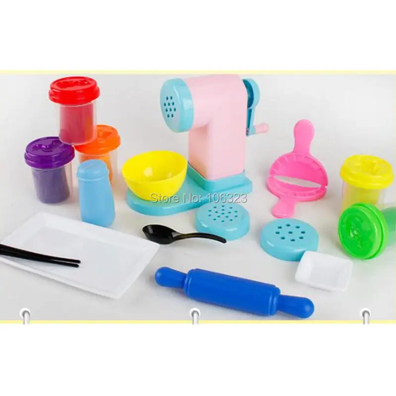 Molde de Argila de Cor Máquina de Macarrão Fabricante de Bolinhos Brinquedo de Comida Kit de Ferramentas de Modelagem de Plasticina de Cozinheiro Novo Tóxico Chinesa Playdough 3d Não 3 Novo molde de argila de cor 3d,