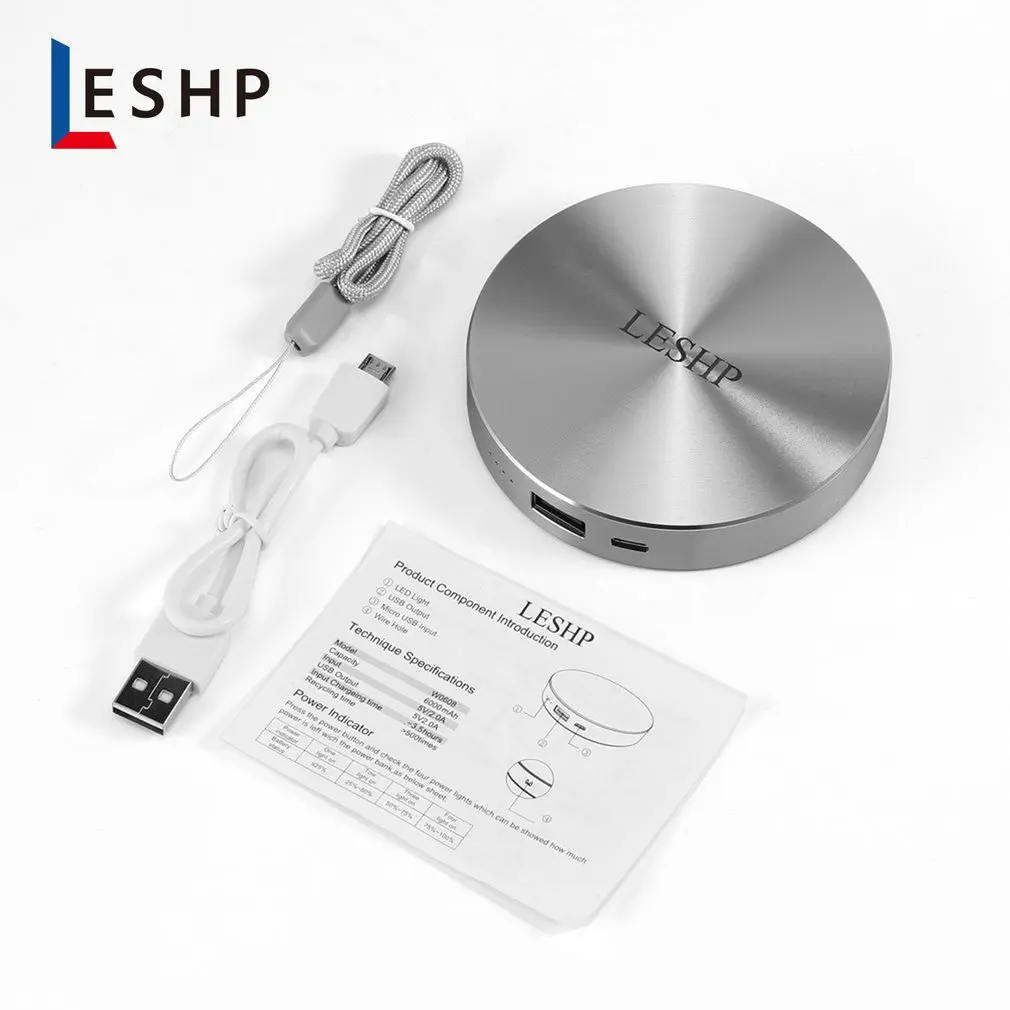 LESHP 6000mAh 5 V/2.0A power Bank Универсальное портативное Внешнее зарядное устройство резервного копирования для смартфонов планшет компактный размер