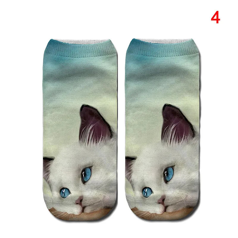 Высокие 1 пара, милые женские носки с 3D принтом животных, милые укороченные носки для девочек с рисунком кота DSM