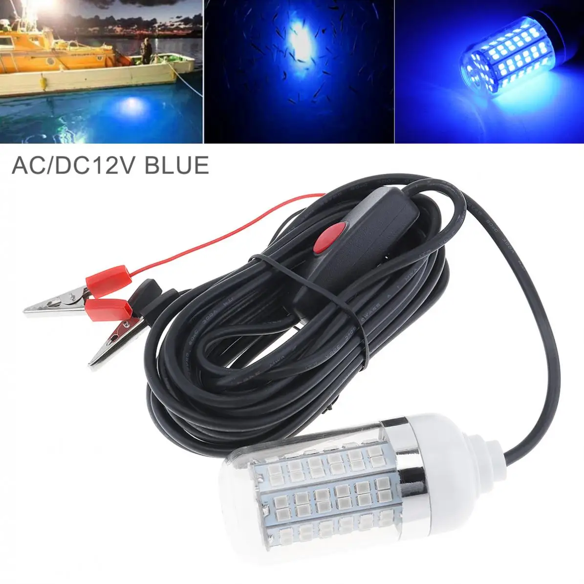 

15W 12V Fishing Blue Light 108pcs 2835 LED Underwater Fishing Light / Lures Fish Finder Lamp Attracts Prawns / Krill / Squid