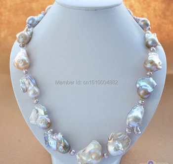 

shitou 00406 PINK LAVENDER BAROQUE KESHI REBORN PEARL NECKLACE