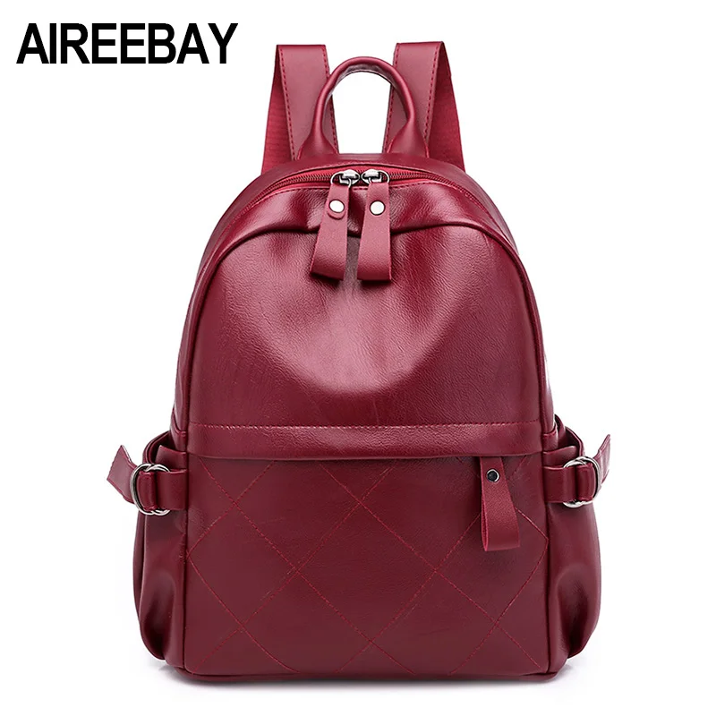 AIREEBAY 2018 جديد الكورية نمط المرأة جلدية الظهر مصمم الأزياء حقيبة الإناث حقائب السفر اليومية عارضة الفتيات مدرسية