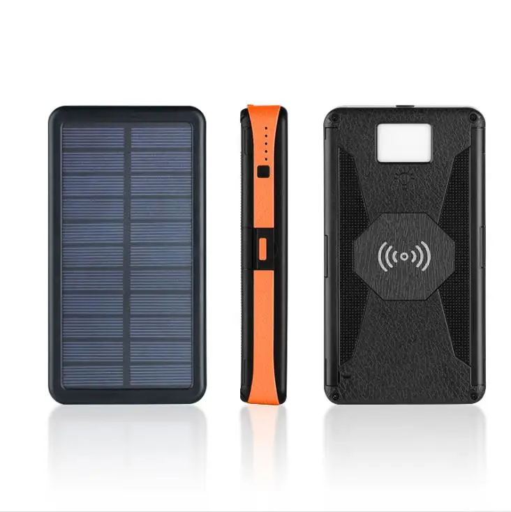 Солнечное зарядное устройство 20000 мАч Солнечное зарядное устройство 2 usb порта светодиодный светильник внешний аккумулятор зарядное устройство Qi Беспроводное зарядное устройство для iPhone Xiaomi - Цвет: 1 solar panel Orange