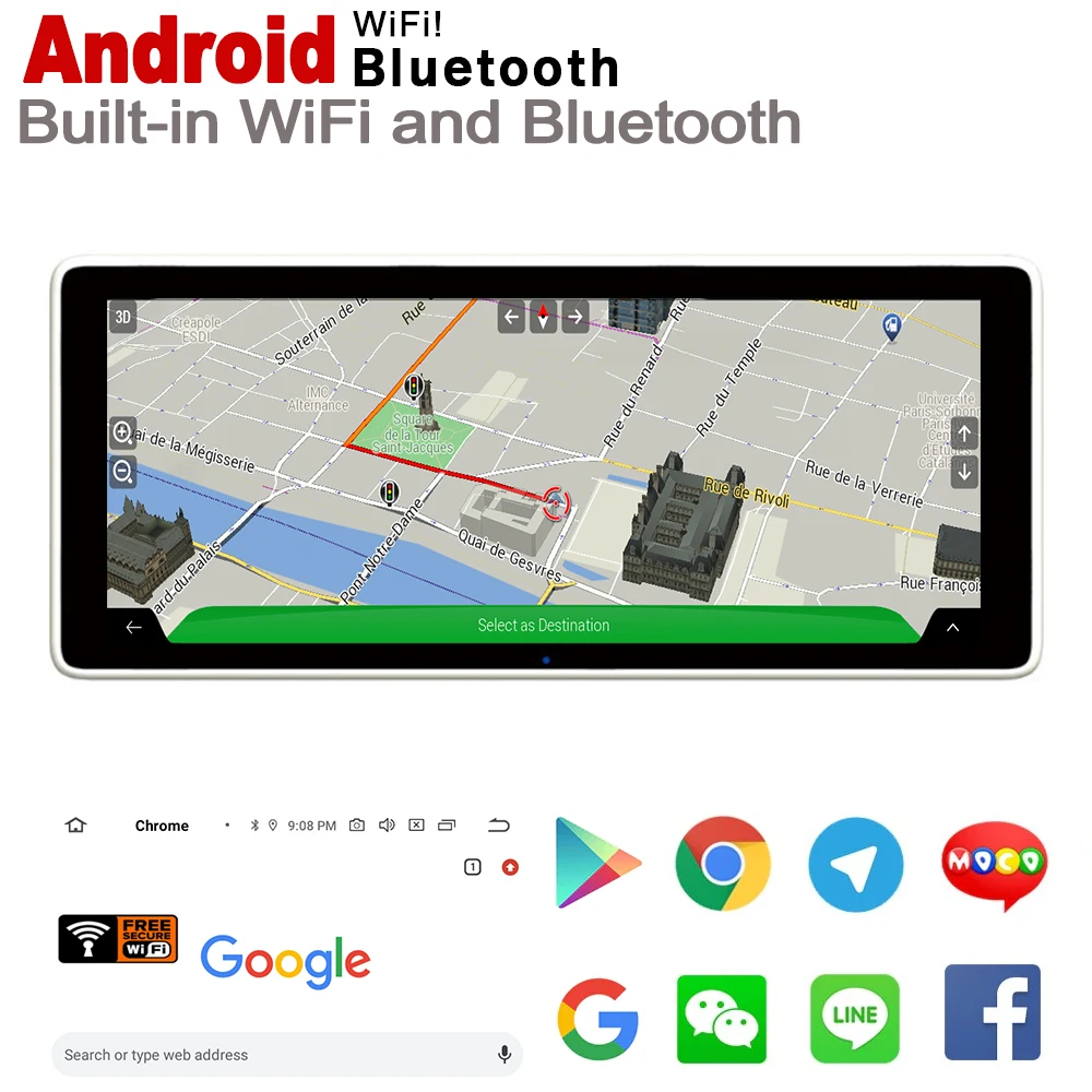 Best Android car player for Mercedes Benz X Class 2018~2019 NTG original Style 2 Din HD Screen Autoradio Bluetooth gps navigation map 3