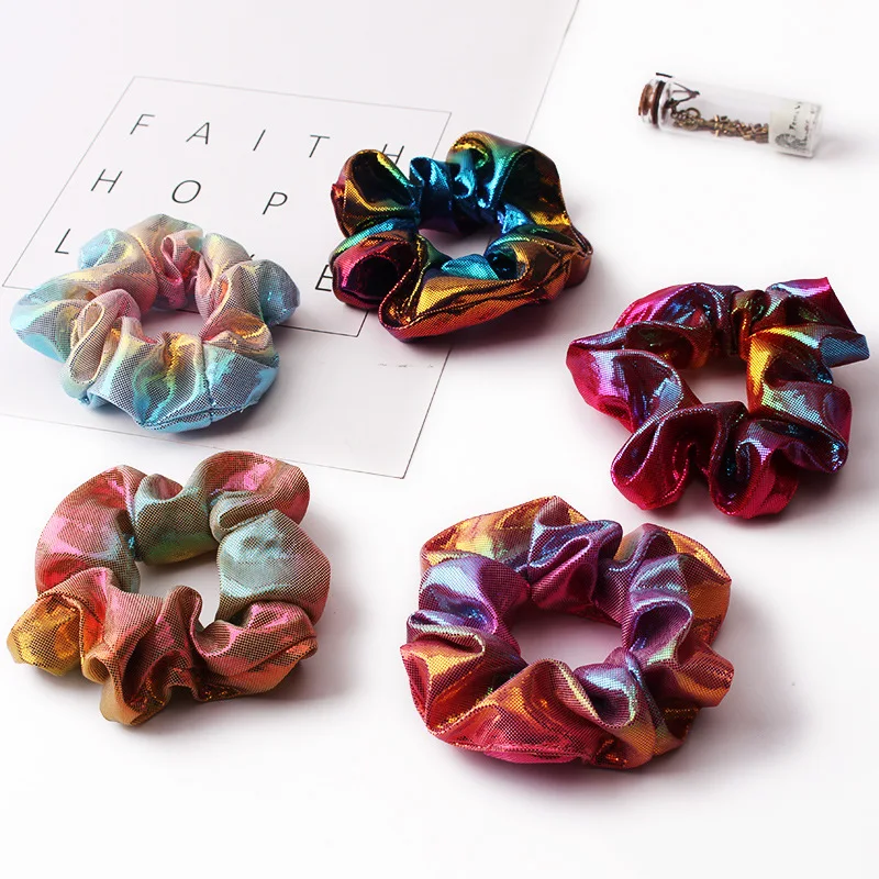 

5 PCS/Sets Glitter Hair Scrunchies Ponytail Holders Rope Colorful Elastic Hair Bands for Women Hair Accessories