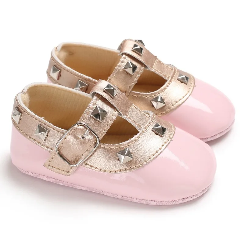 Обувь принцессы из искусственной кожи для девочек; обувь для новорожденных; обувь для первых шагов; сезон осень-весна; модная детская обувь с шипами; обувь для девочек на день рождения и свадьбу; 0-18 месяцев - Цвет: A2